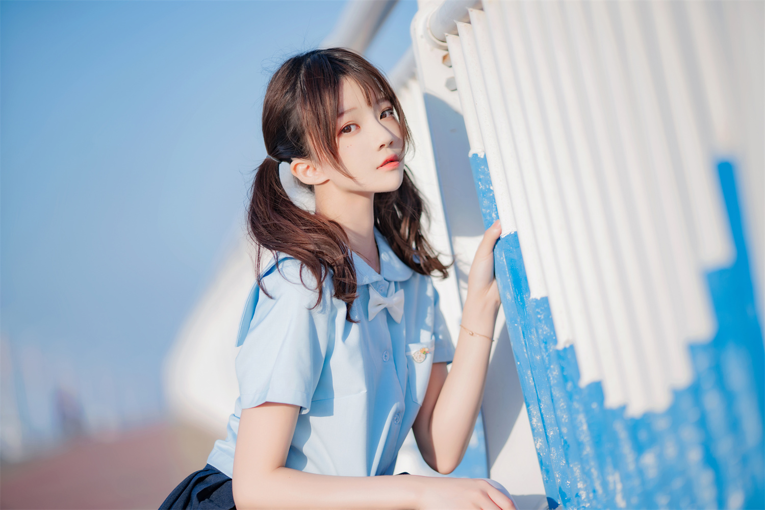 图片[3]-探寻桜桃喵免费美图：哪里能欣赏到蔚蓝色调的甜美少女风格？-清美唯艺