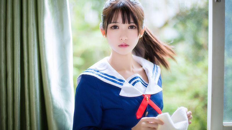 揭秘网红鳗鱼霏儿：青春学生装cosplay美图大放送！-清美唯艺