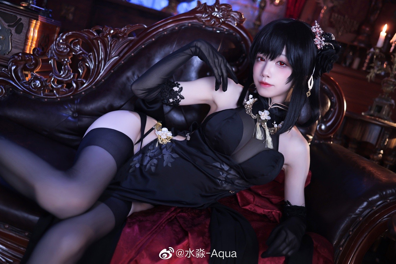 梦幻之夜：水淼aqua化身夜兰华服，COSplay幻想盛宴引爆视觉！-清美唯艺