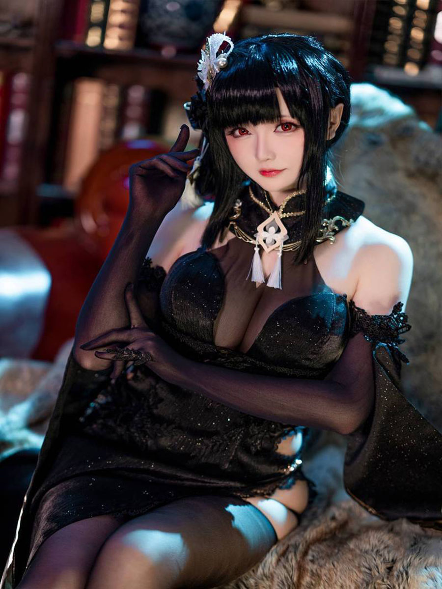图片[3]-星之迟迟携碧黑薄纱礼服璀璨登场，尽显奢华魅力！-清美唯艺