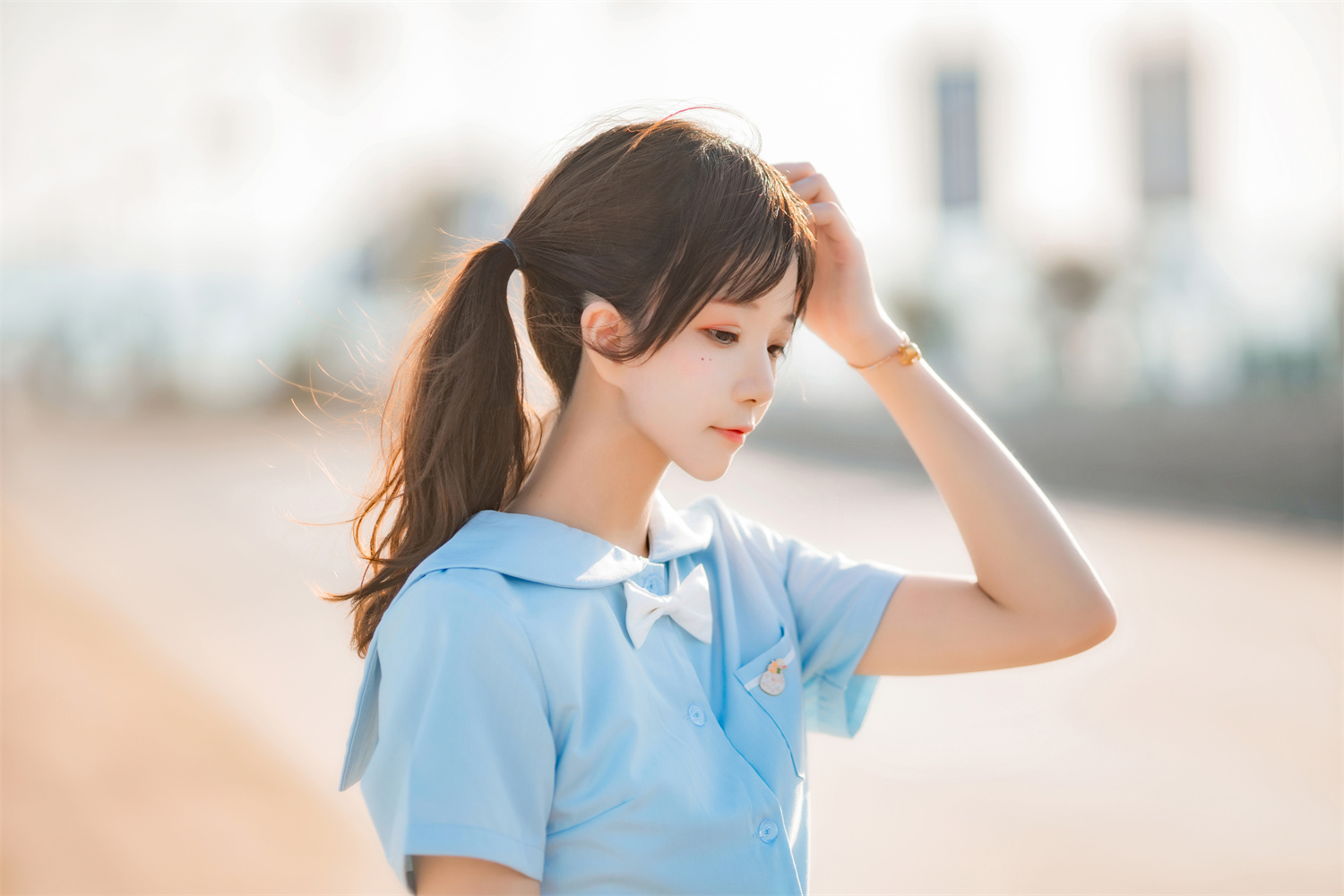 图片[4]-探寻桜桃喵免费美图：哪里能欣赏到蔚蓝色调的甜美少女风格？-清美唯艺